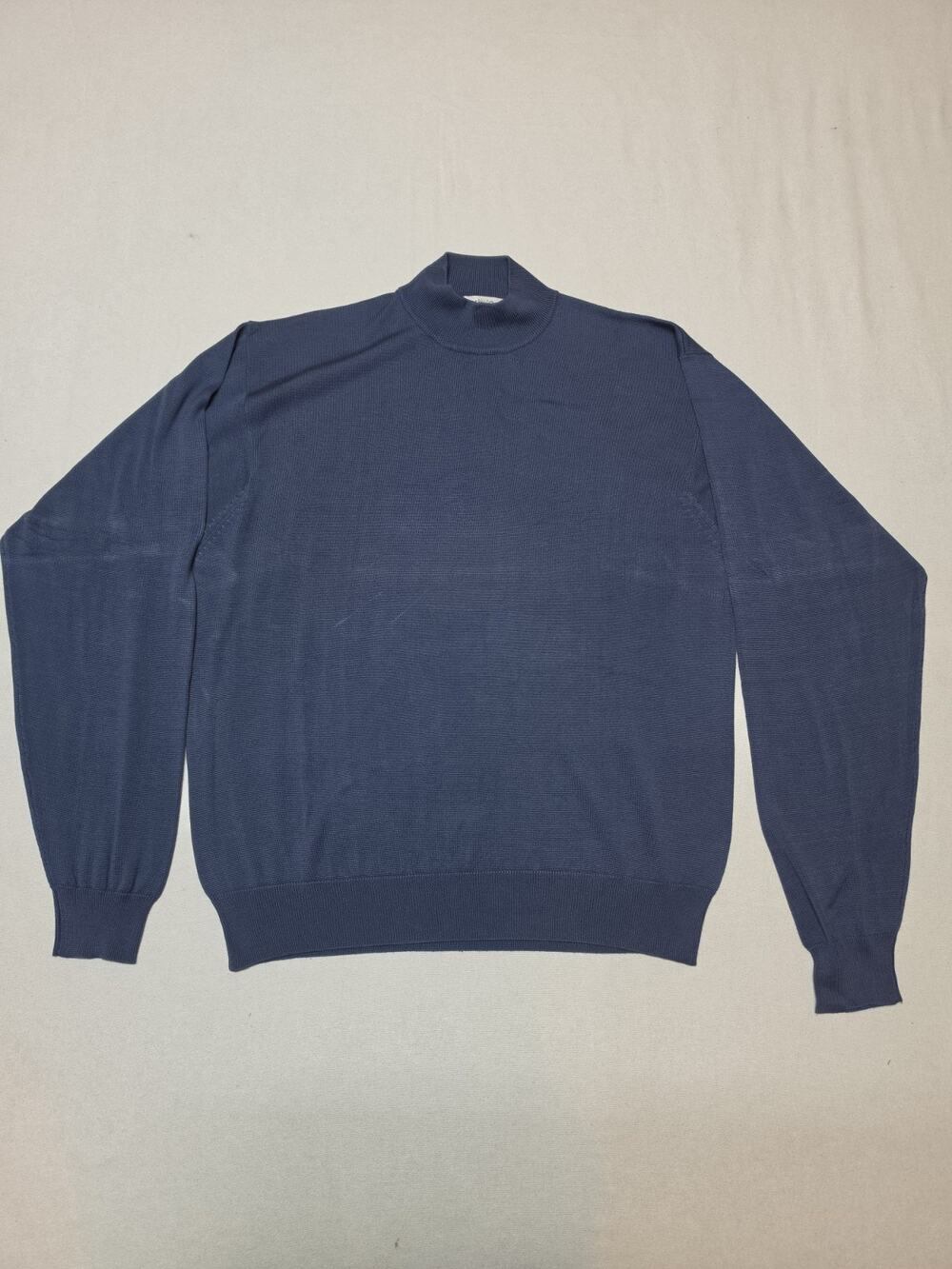 Anthology Men's XXL 100% Silk Mock Neck Sweater Blue Long Sleeve Pullover